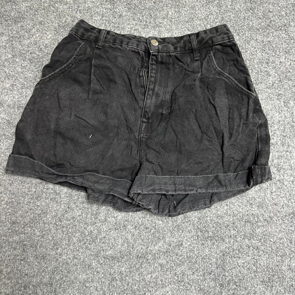 Bershka Shorts Womens Size 8 Black Denim Mom High Waisted Cuffed Casual 64851